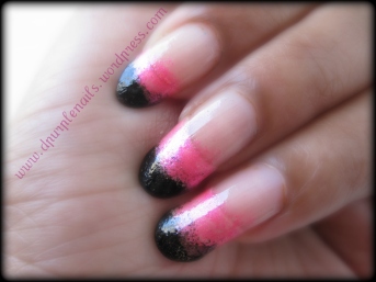 Pink and black rose nails