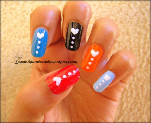 Multi colored love nails
