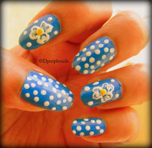 Flowers and polka dot nails 